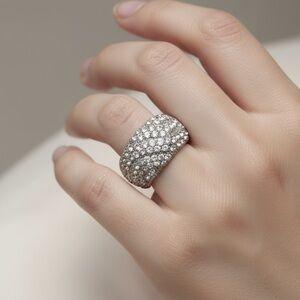 Elegant Silver & Cubic Zirconia Dinner Ring Size 8 Nwots vintage